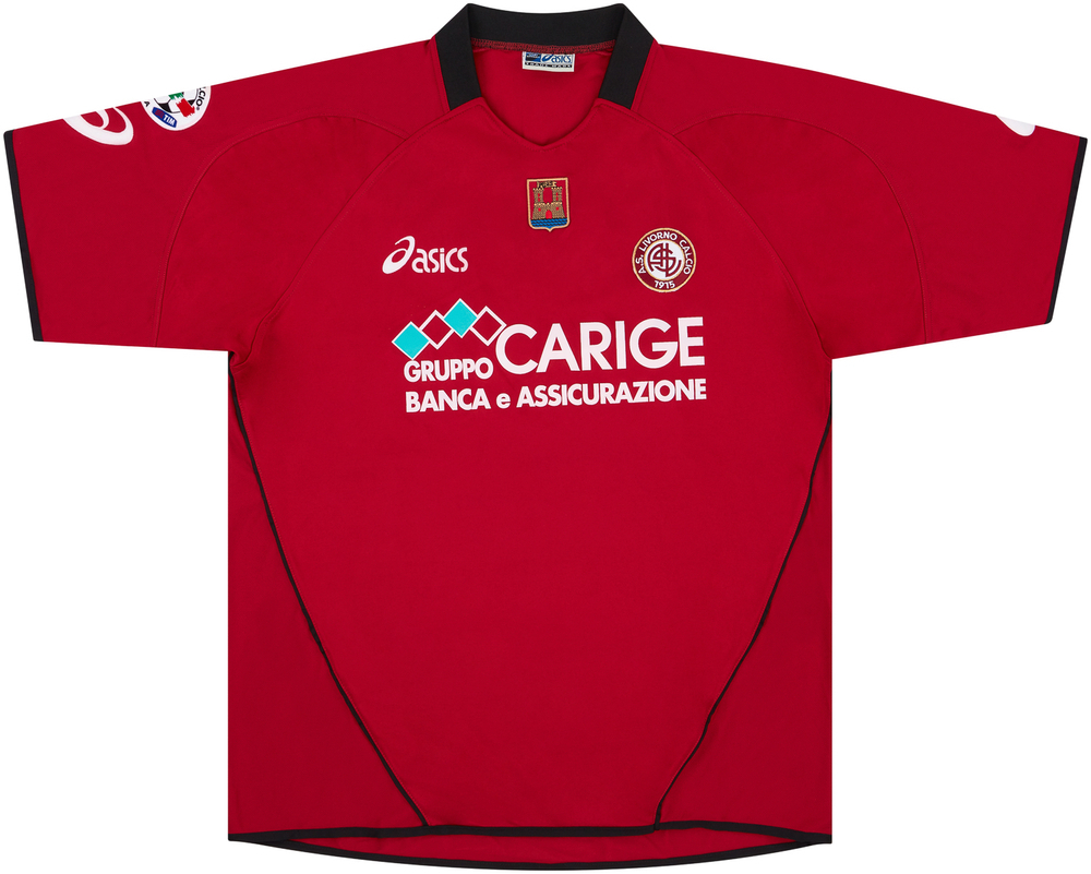 2005-06 Livorno Match Issue Home Shirt Palladino #20-Match Worn Shirts Livorno Certified Match Worn