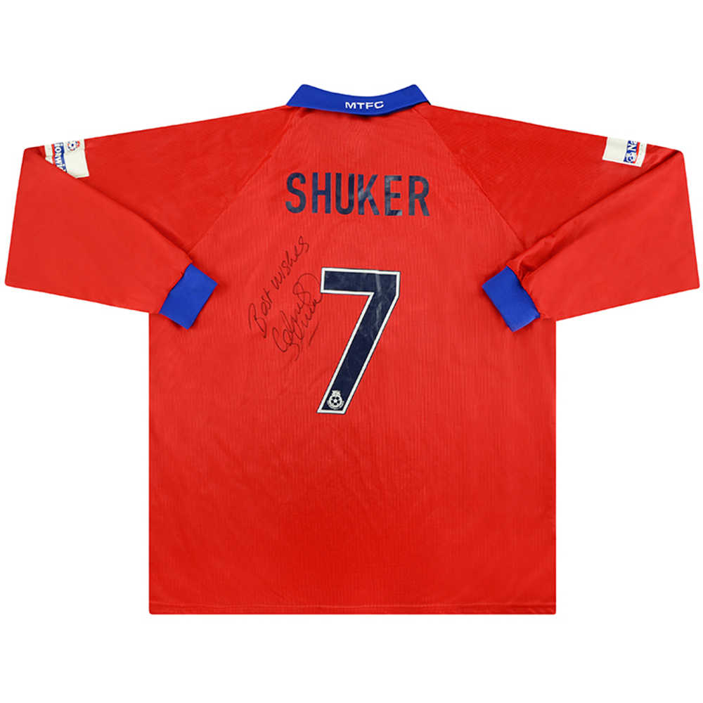 2000-01 Macclesfield Town Match Issue Signed Away L/S Shirt Shuker #7
