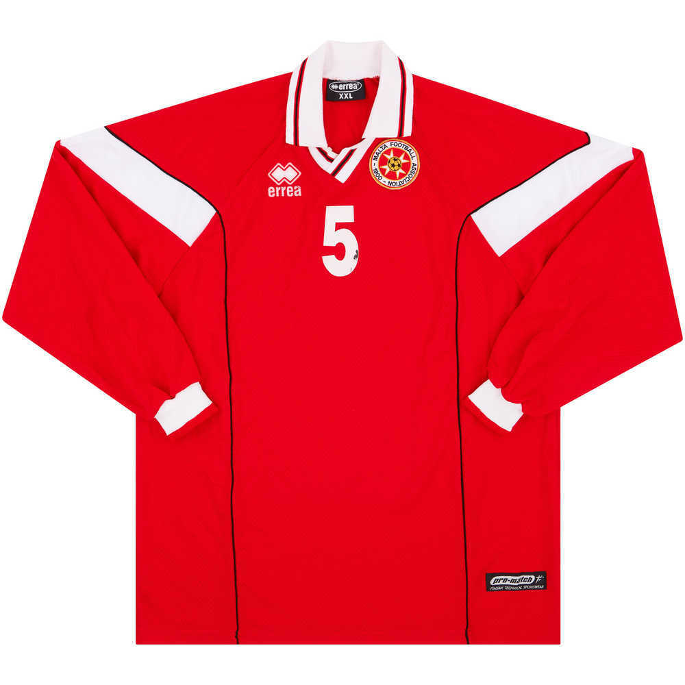 2001 Malta Match Worn Home L/S Shirt #5 (Debono) v Denmark