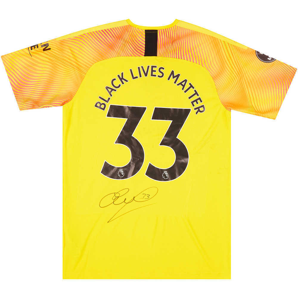 2019-20 Manchester City Match Issue Signed GK Shirt Black Lives Matter #33 (Carson) v Burnley