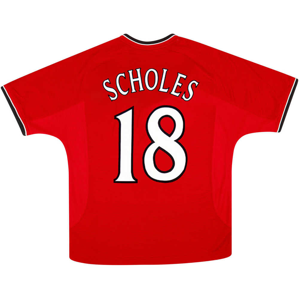 2000-02 Manchester United Home Shirt Scholes #18 (Excellent) XL