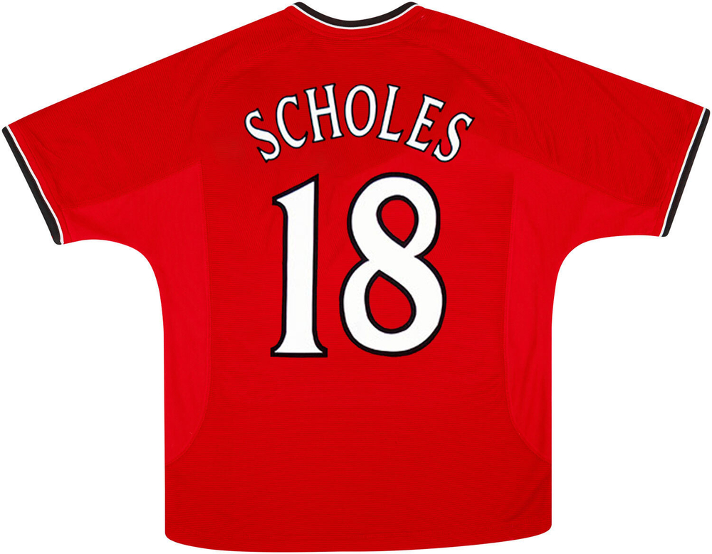2000-02 Manchester United Home Shirt Scholes #18 (Very Good) M
