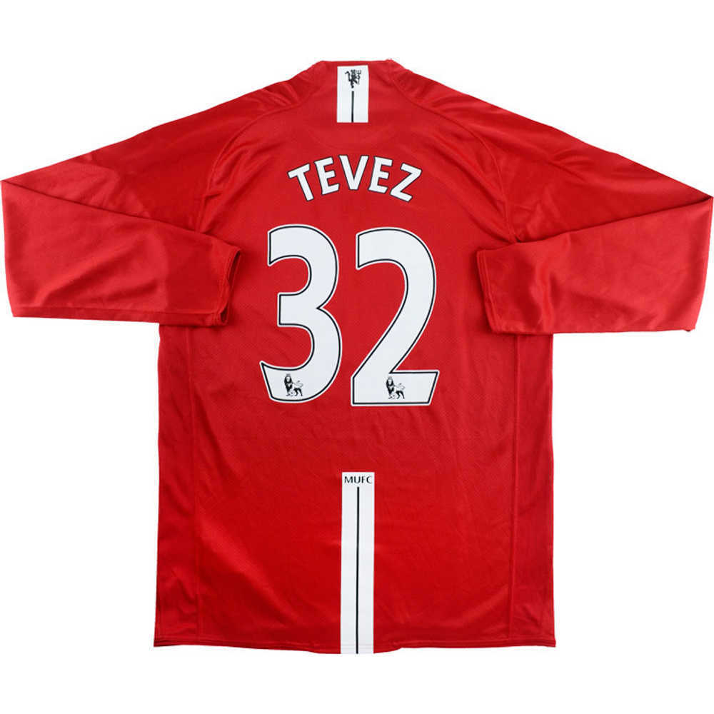 2007-09 Manchester United Home L/S Shirt Tevez #32 (Excellent) S