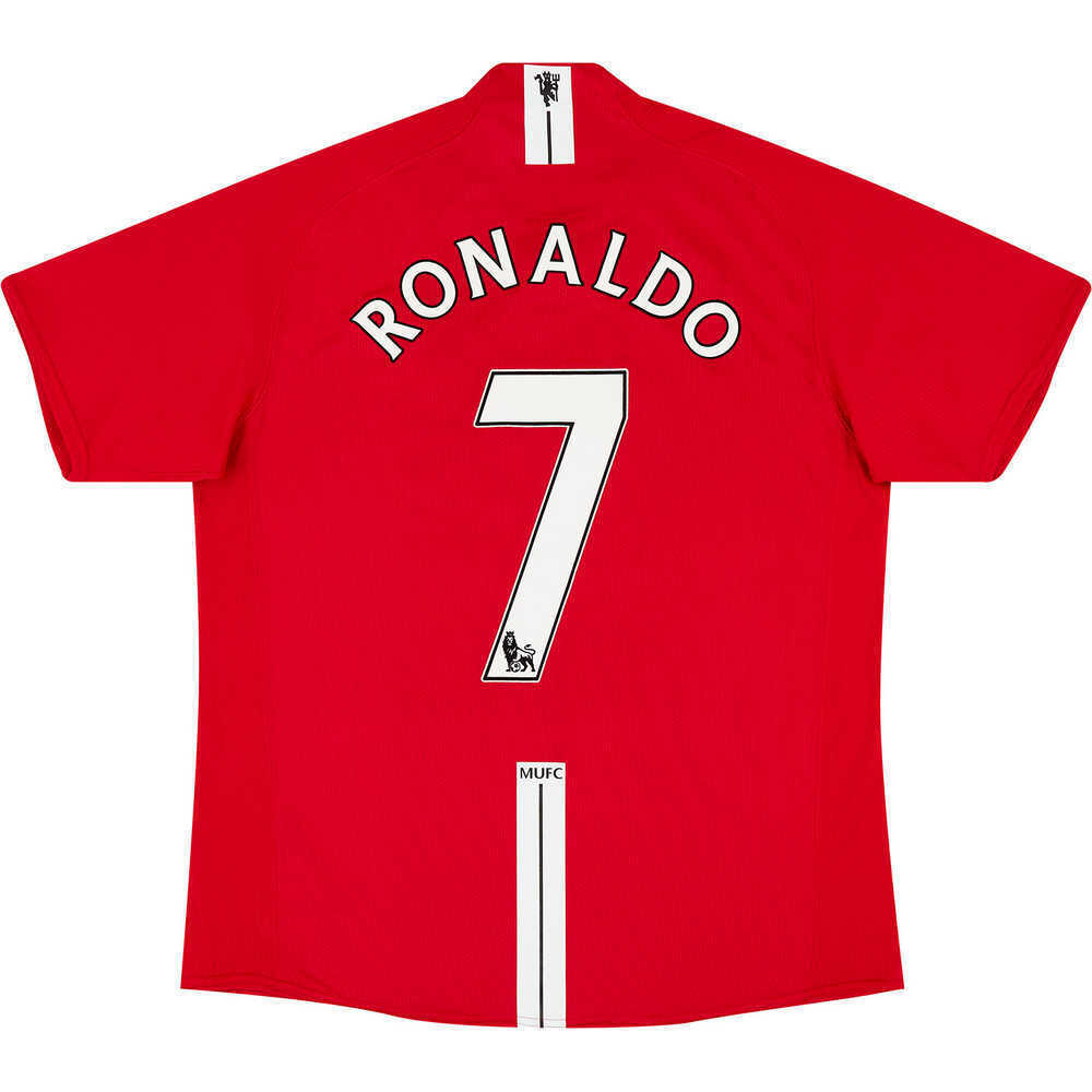 2007-09 Manchester United Home Shirt Ronaldo #7 (Excellent) L