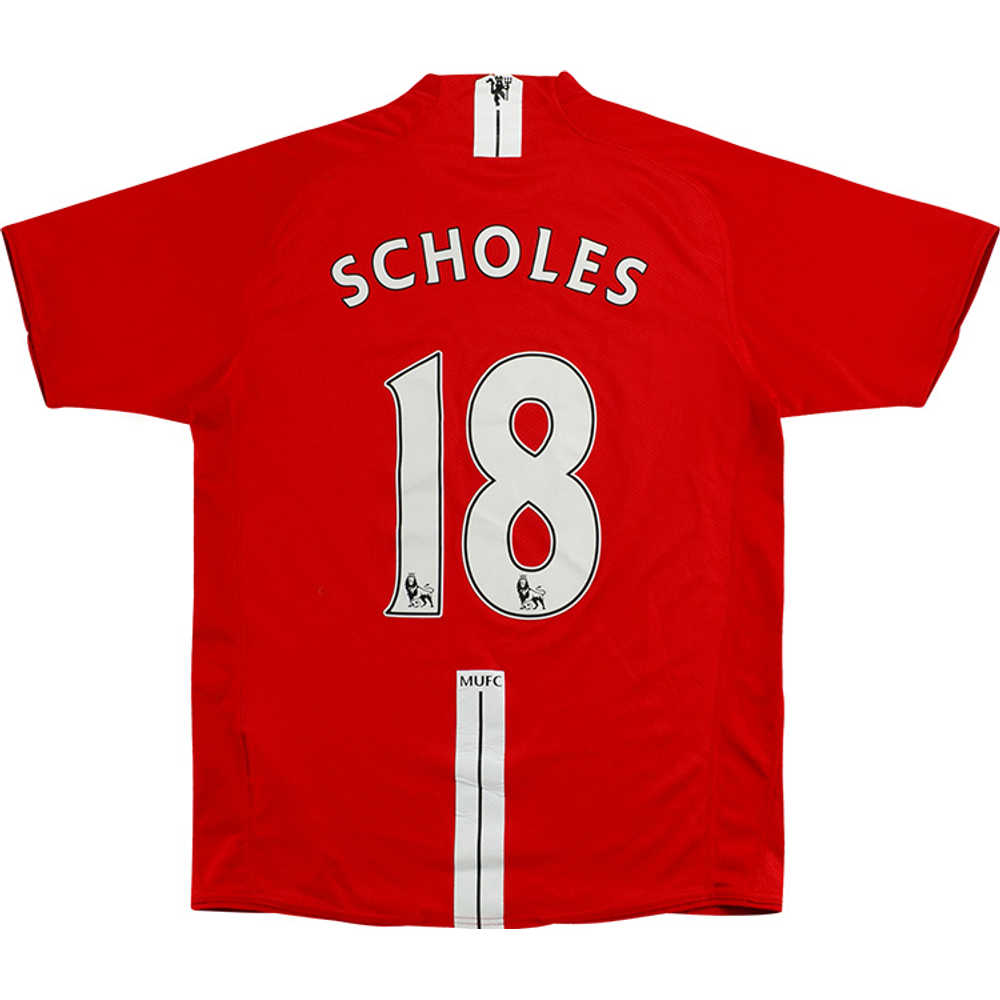 2007-09 Manchester United Home Shirt Scholes #18 (Excellent) M