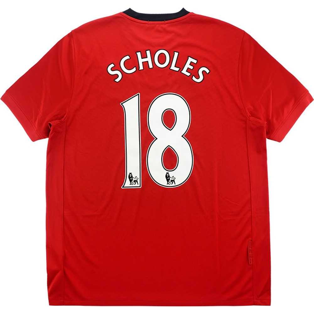 2009-10 Manchester United Home Shirt Scholes #18 (Excellent) L