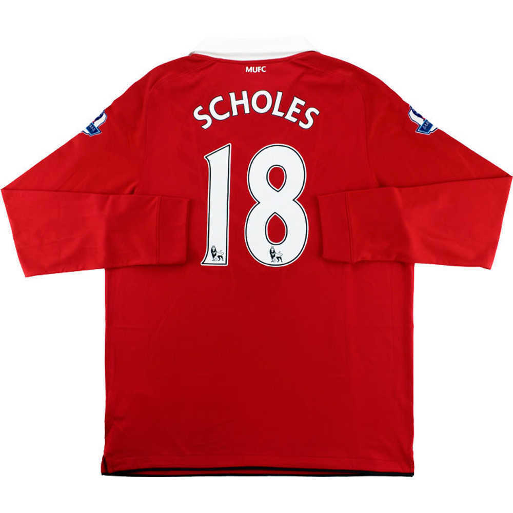 2010-11 Manchester United Home L/S Shirt Scholes #18 (Excellent) S