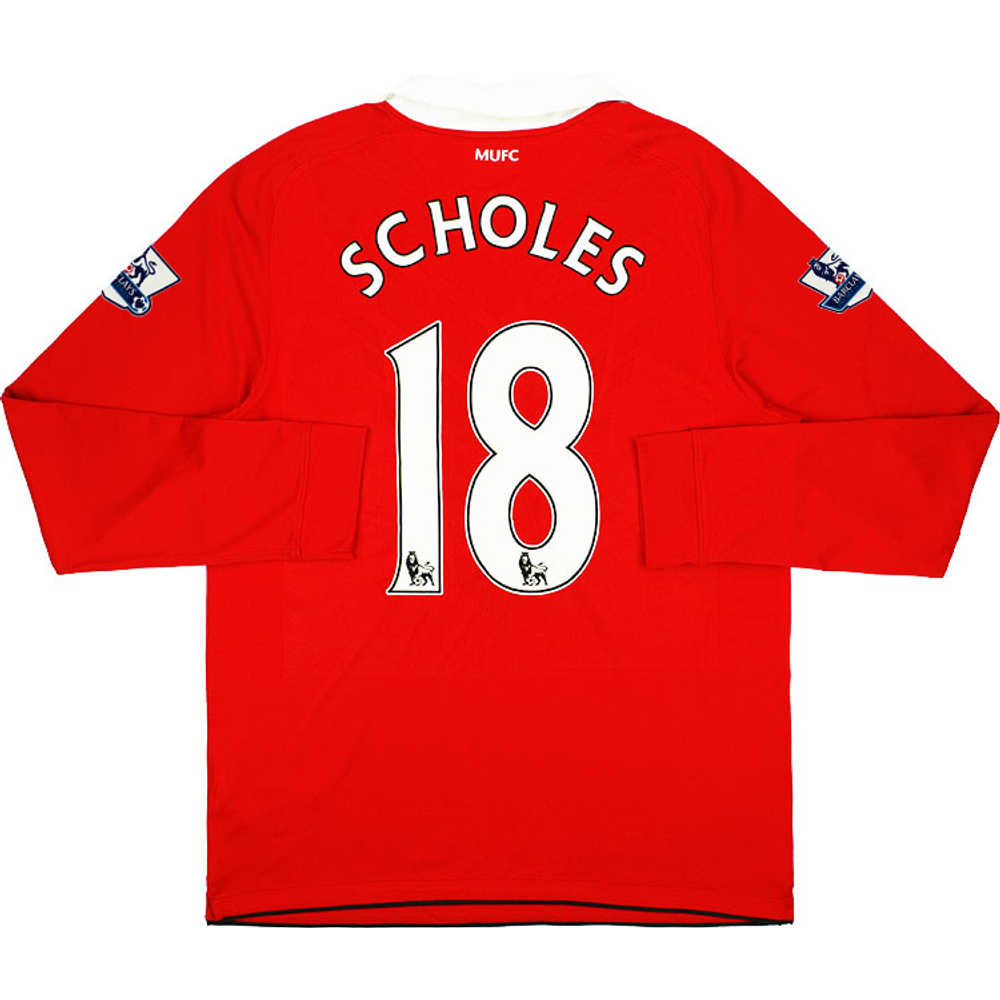 2010-11 Manchester United Home L/S Shirt Scholes #18 (Good) L