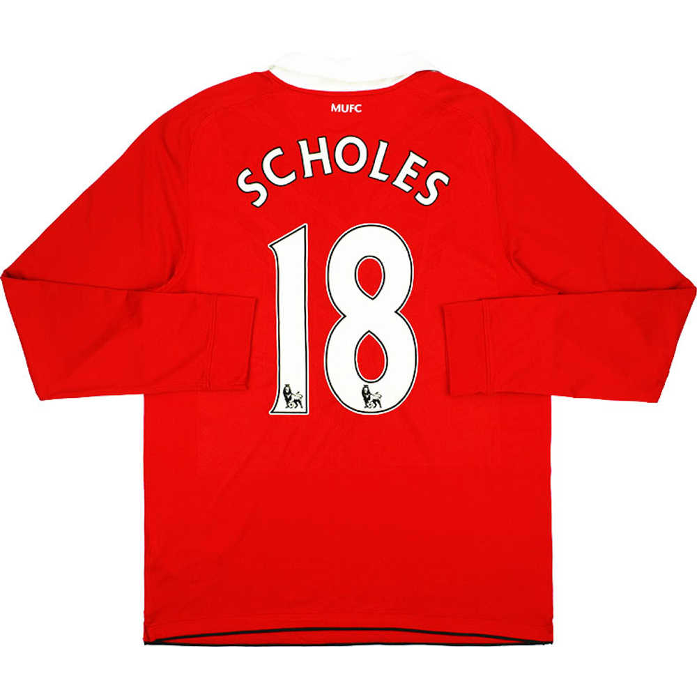 2010-11 Manchester United Home L/S Shirt Scholes #18 (Excellent) XXL