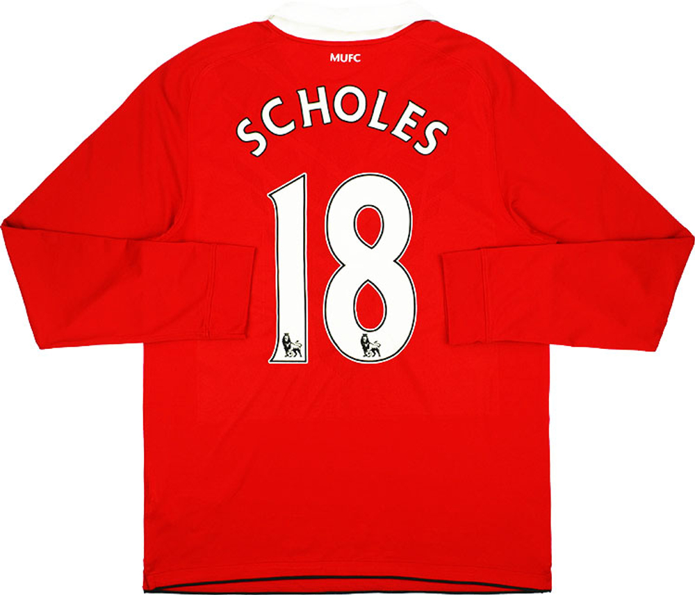2010-11 Manchester United Home L/S Shirt Scholes #18 (Excellent) S
