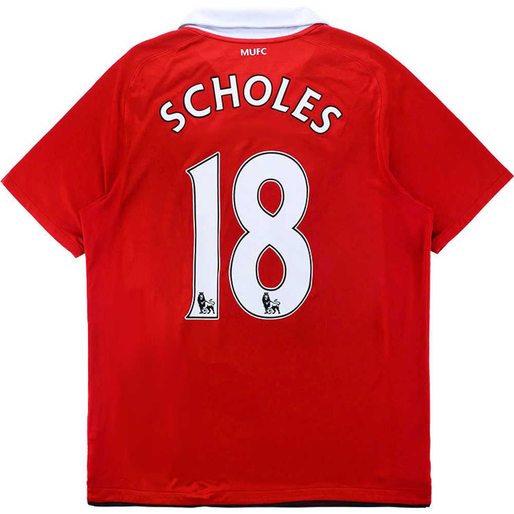 2010-11 Manchester United Home Shirt Scholes #18 (Very Good) L