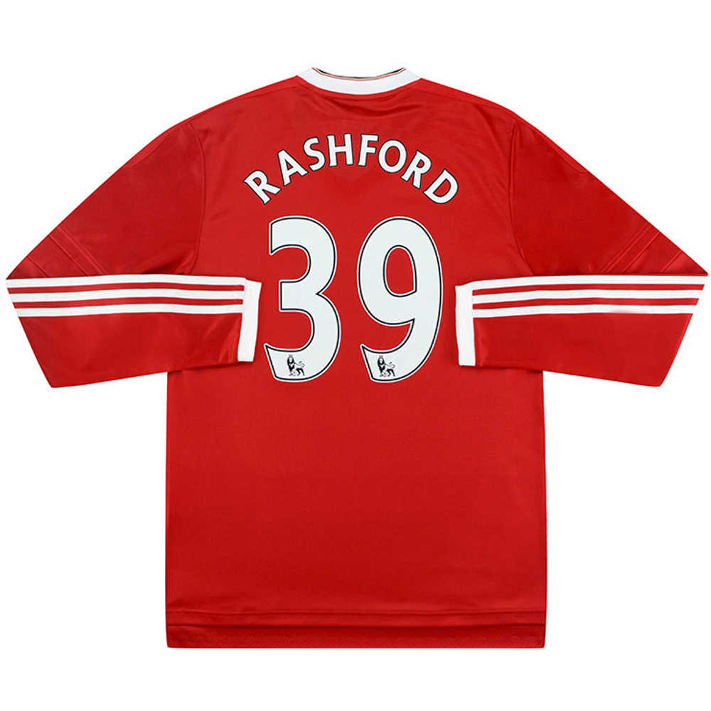 2015-16 Manchester United Home L/S Shirt Rashford #39 (Very Good) L