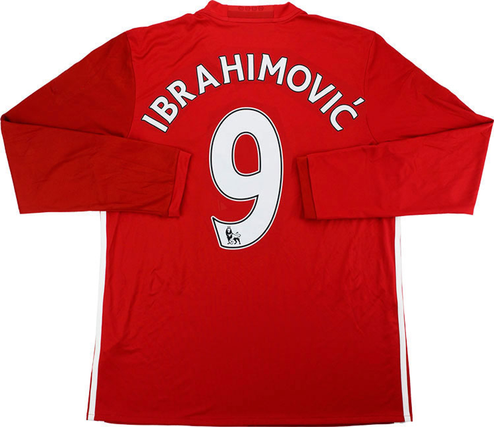 2016-17 Manchester United Home L/S Shirt Ibrahimovic #9 (Excellent) L