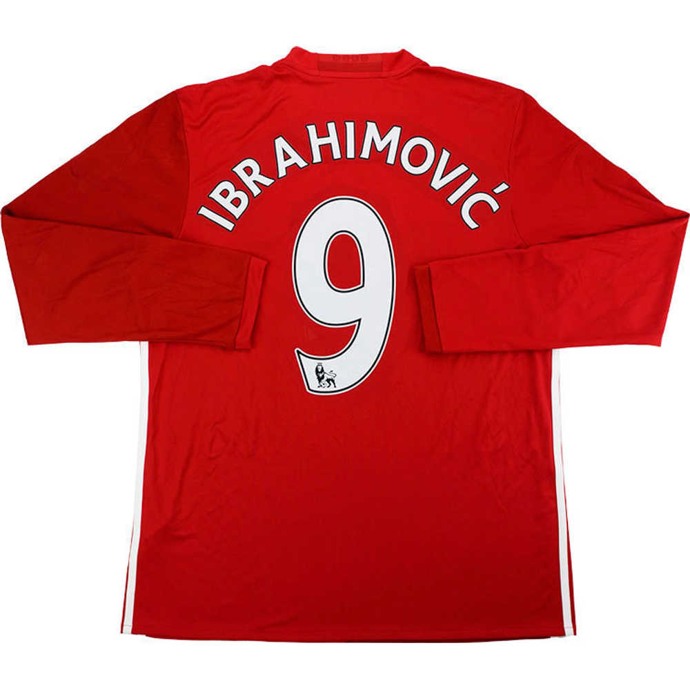 2016-17 Manchester United Home L/S Shirt Ibrahimovic #9 (Excellent) L
