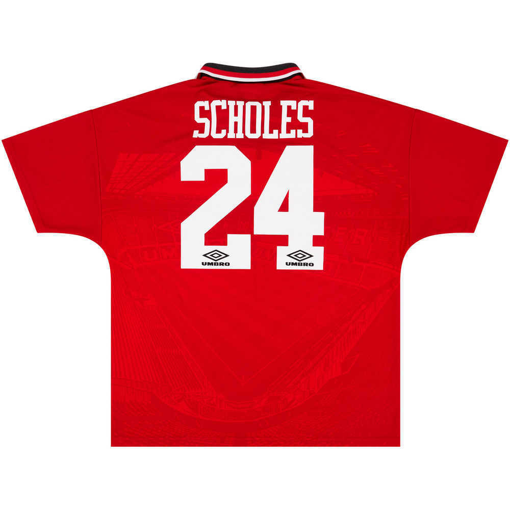 1994-96 Manchester United Home Shirt Scholes #24 (Excellent) XL