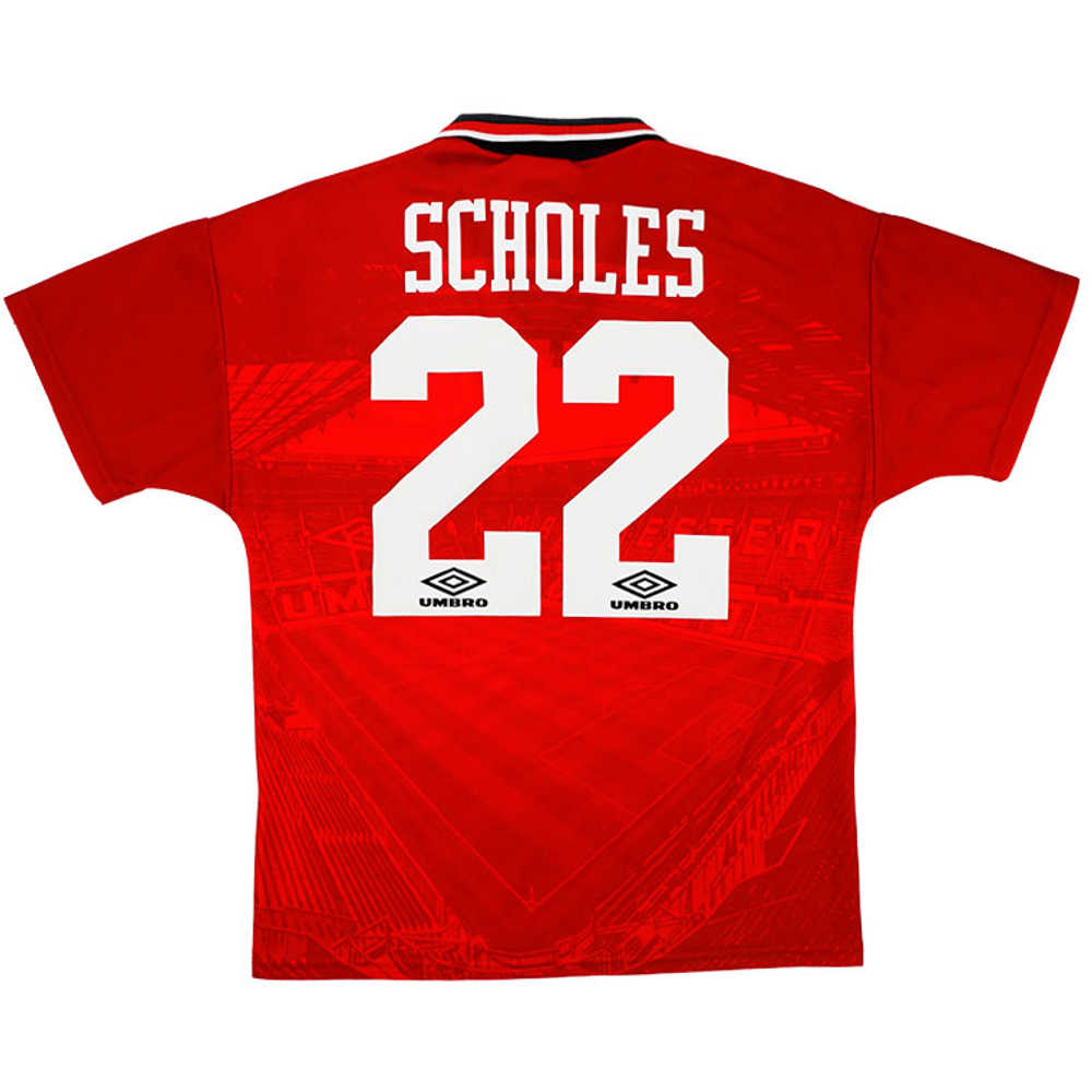 1994-96 Manchester United Home Shirt Scholes #22 (Excellent) L