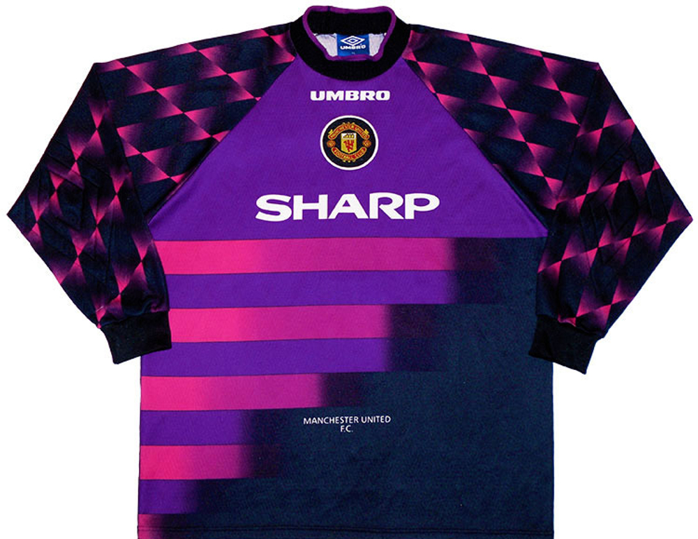 1996-97 Manchester United Purple GK Shirt Schmeichel #1 (Very Good) Y
