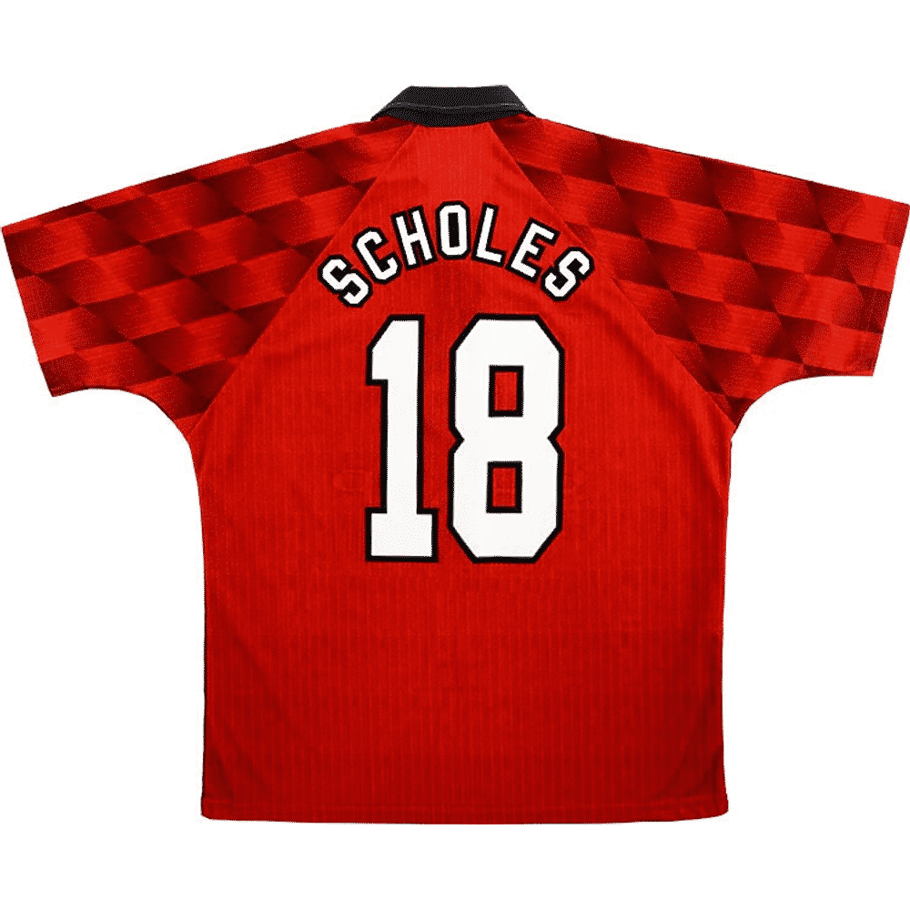 1996-98 Manchester United Home Shirt Scholes #18 (Very Good) L