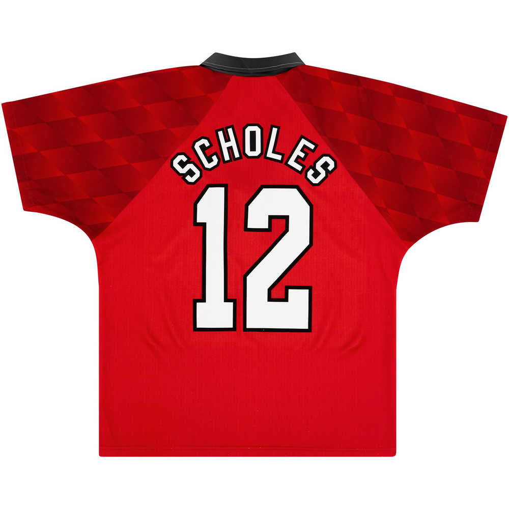 1996-98 Manchester United Home Shirt Scholes #12 (Excellent) XL