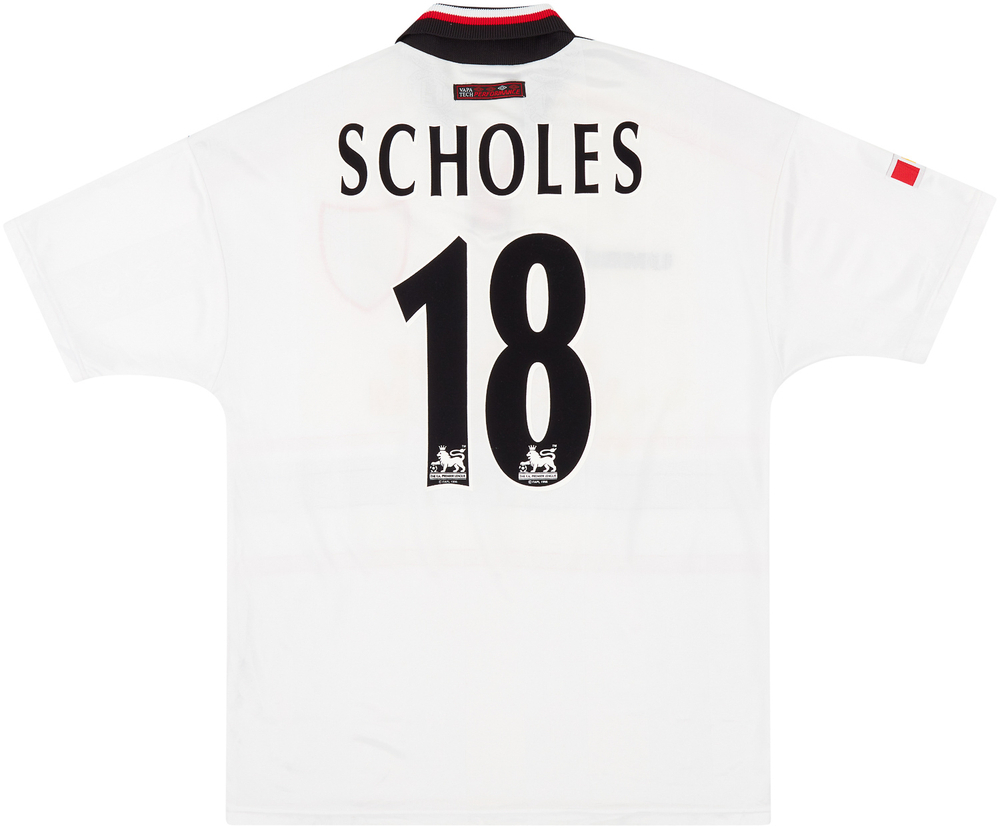 1997-99 Manchester United Away Shirt Scholes #18 (Very Good) XL
