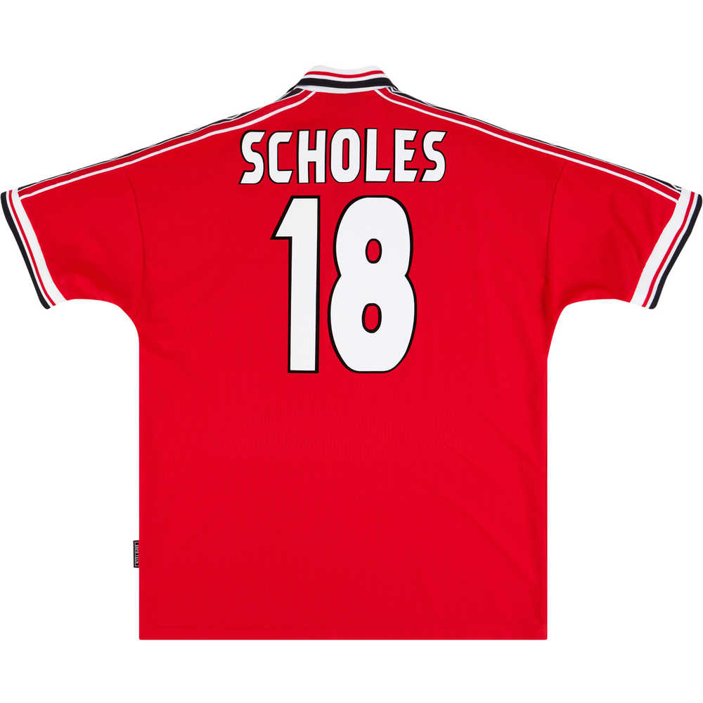 1998-00 Manchester United Home Shirt Scholes #18 (Very Good) XL