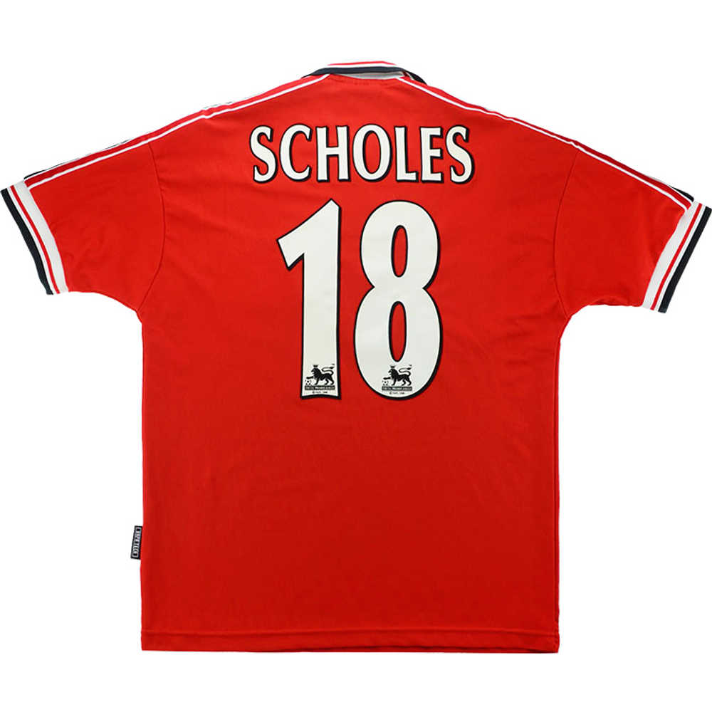 1998-00 Manchester United Home Shirt Scholes #18 (Excellent) XXL