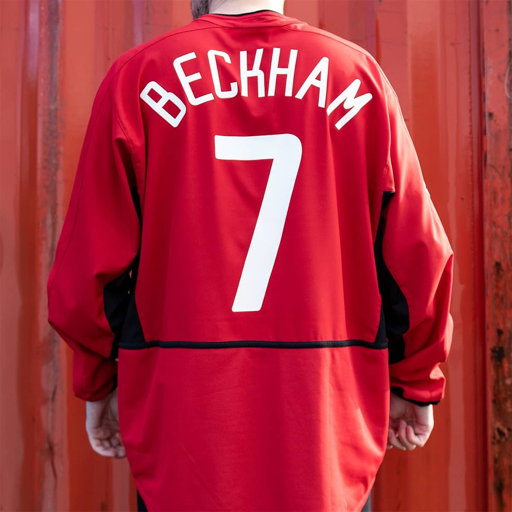 2002-04 Manchester United Home L/S Shirt Beckham #7 (Excellent) XL