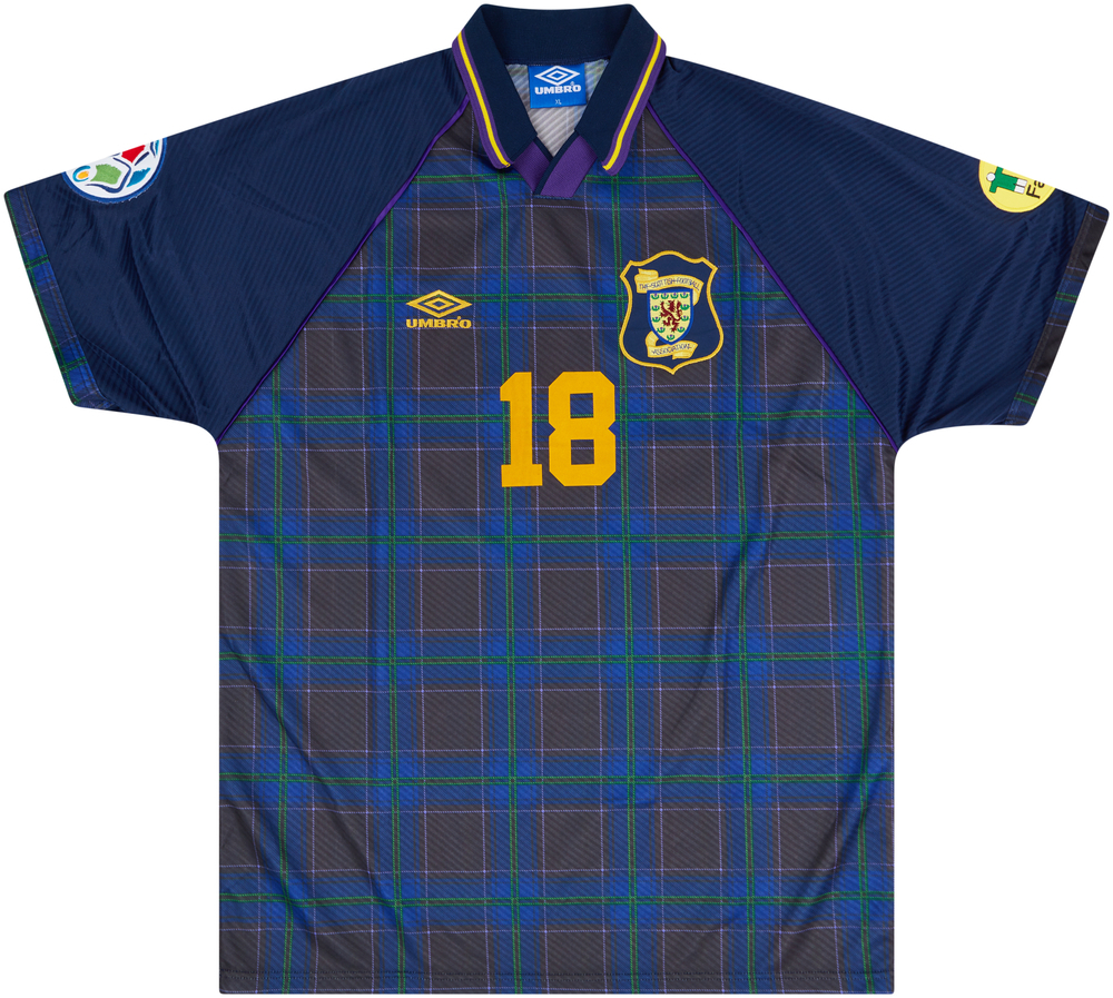 1996 Scotland Match Issue European Championship Home Shirt Gallacher #18-Match Worn Shirts Scotland Certified Match Worn Match Worn Shirts Scotland Certified Match Worn