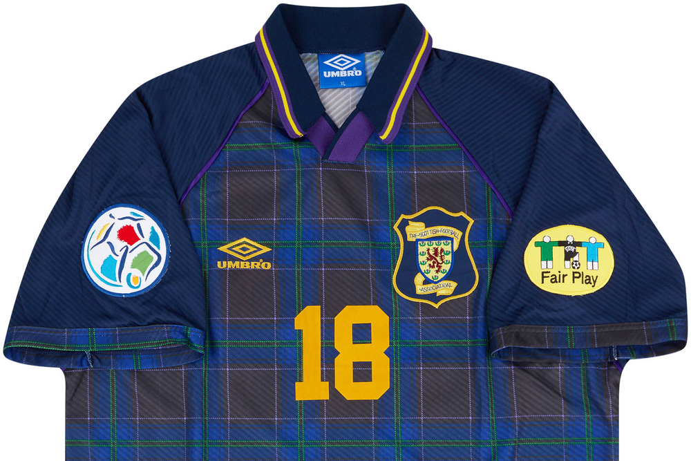 1996 Scotland Match Issue European Championship Home Shirt Gallacher #18-Match Worn Shirts Scotland Certified Match Worn Match Worn Shirts Scotland Certified Match Worn