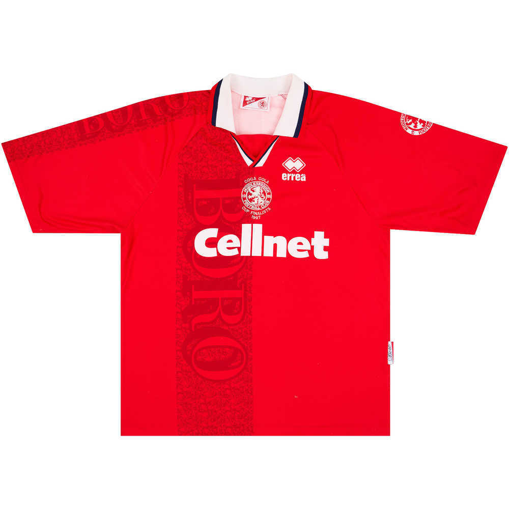 1996-97 Middlesbrough Home 'Coca Cola Cup Finalists' Shirt (Very Good) XXL