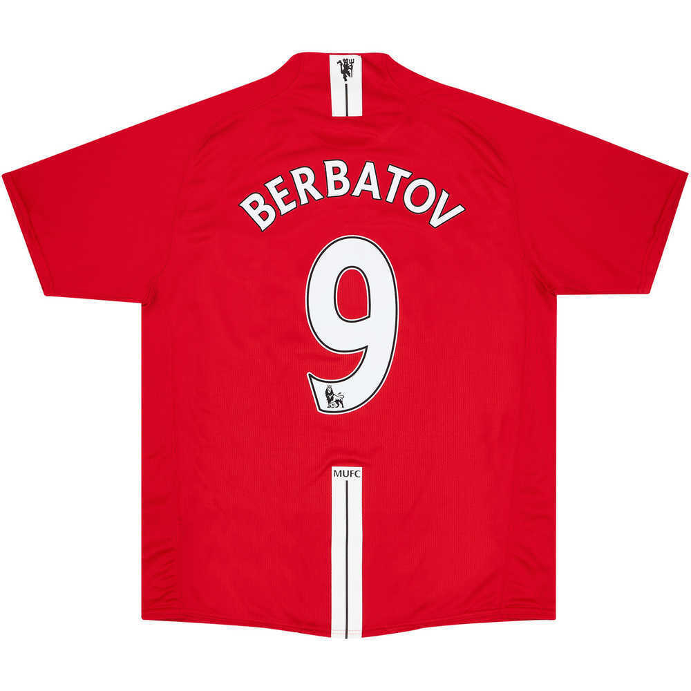 2007-09 Manchester United Home Shirt Berbatov #9 (Excellent) M