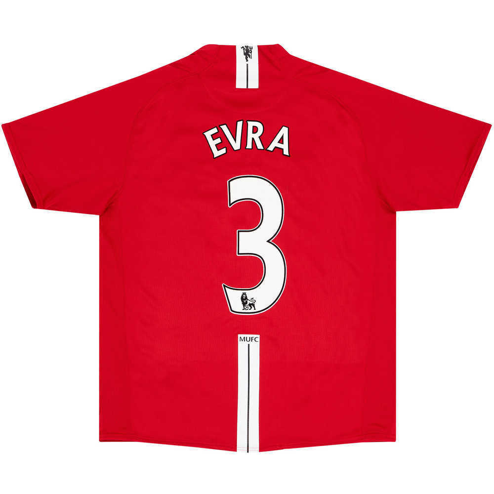 2007-09 Manchester United Home Shirt Evra #3 (Excellent) XL