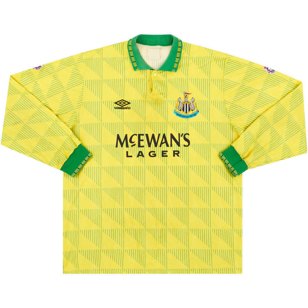 1991-93 Newcastle Player Issue Away L/S Shirt (Very Good) XL