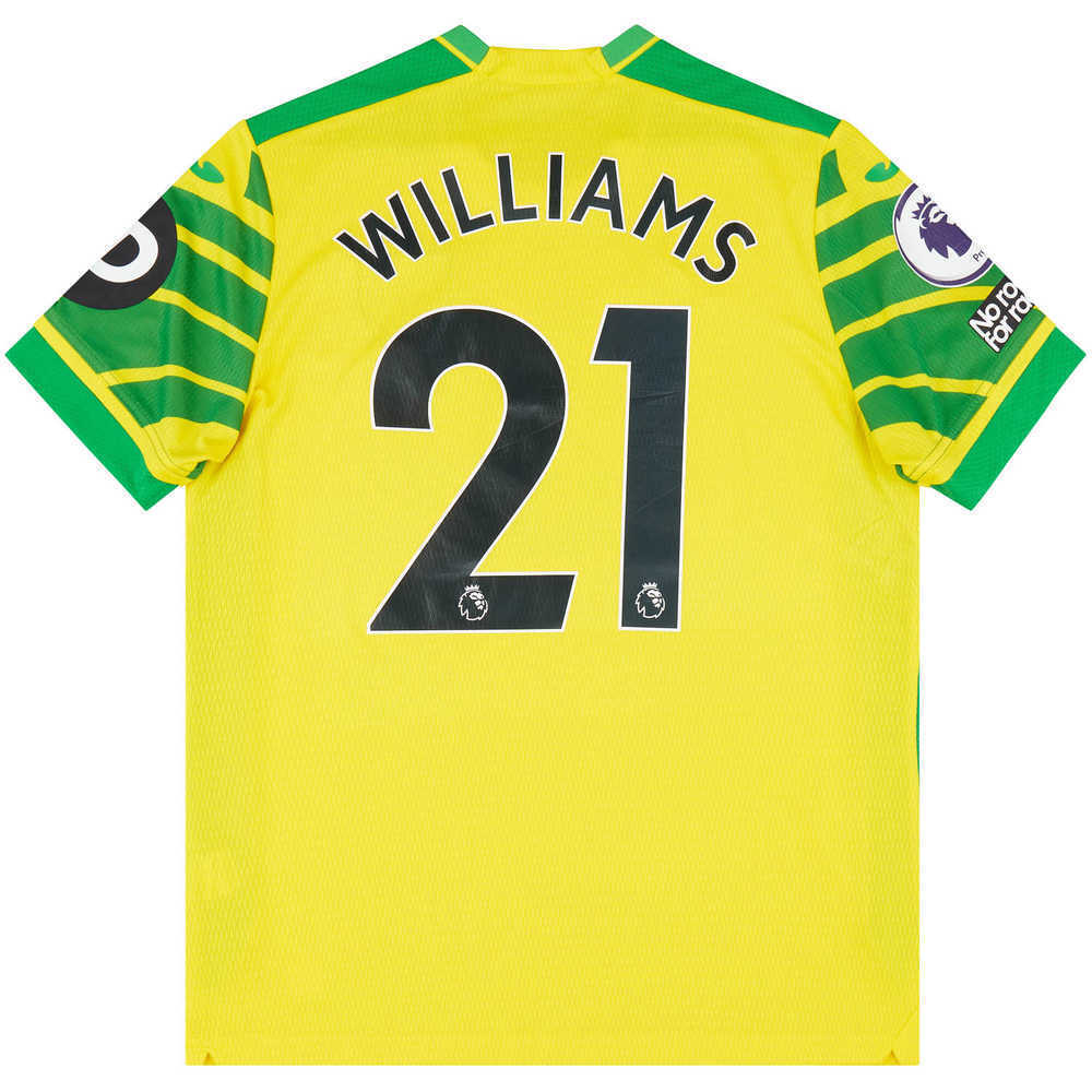 2021-22 Norwich Match Issue Home Shirt Williams #21