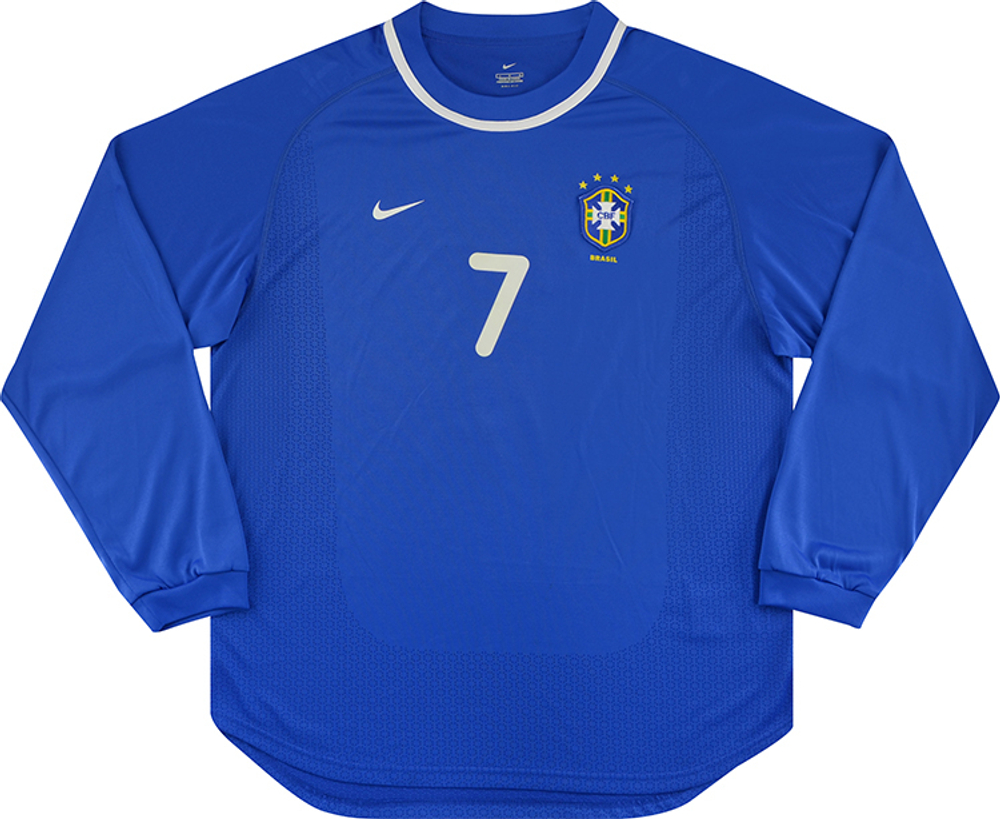 2001 Brazil Match Issue World Youth Championship Away L/S Shirt Pinga #7 -Brazil Certified Match Worn