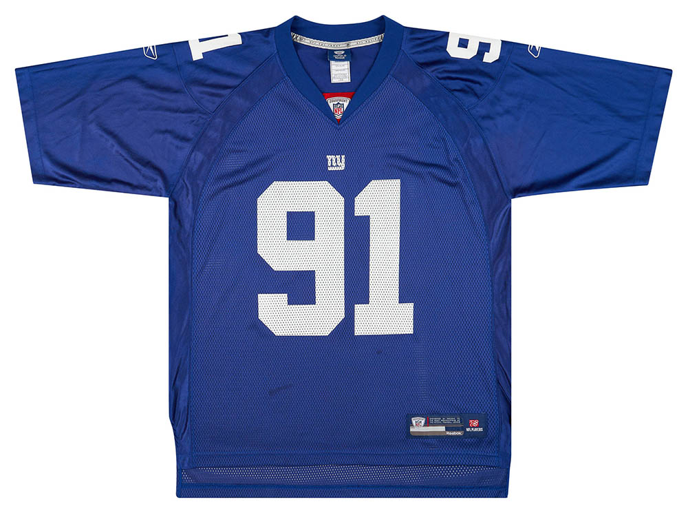 2008 NEW YORK GIANTS TUCK #91 REEBOK ON FIELD JERSEY (HOME) Y - Classic  American Sports