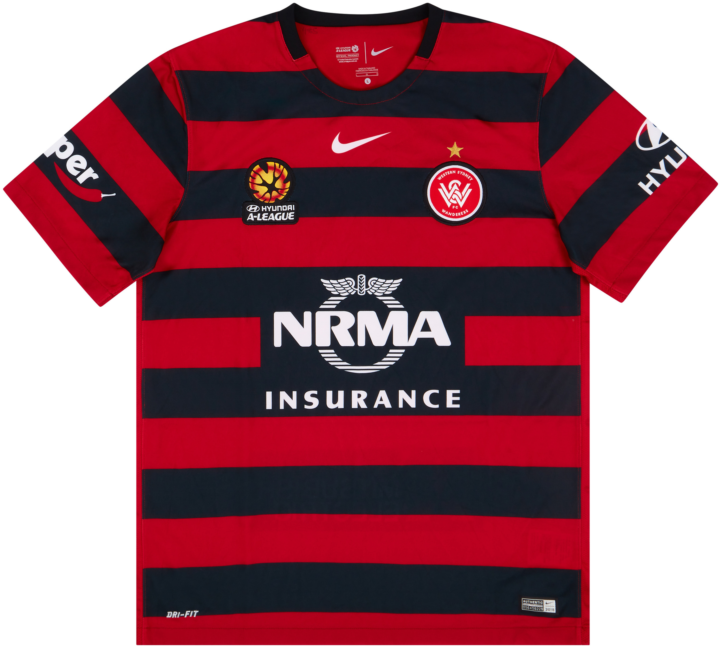 Western Sydney Wanderers Home football shirt 2013 - 2014. Sponsored by ...