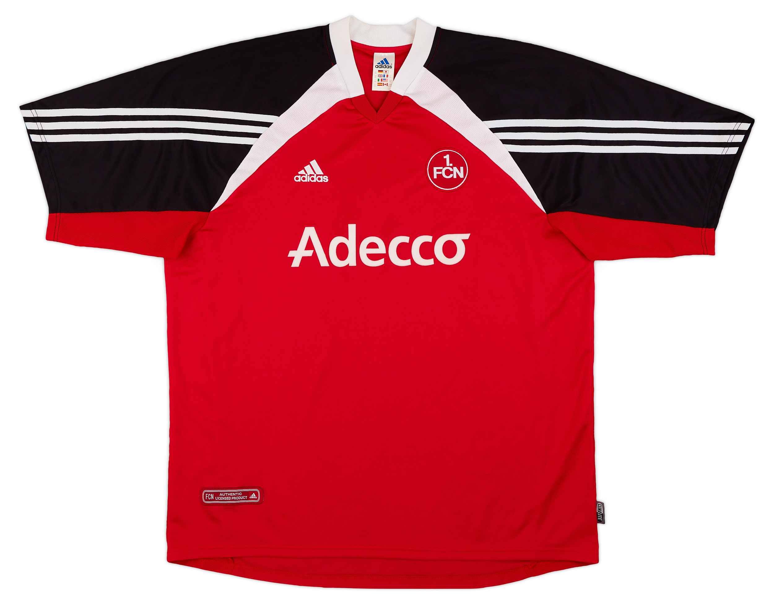 Nurnberg Visitante Camiseta de Fútbol 2000 - 2001. Sponsored by Adecco