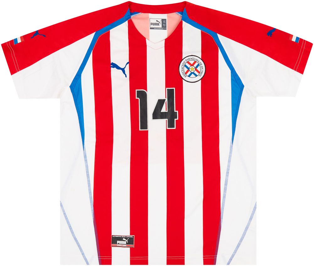 2004-05 Paraguay Match Issue Home Shirt #14-Match Worn Shirts Paraguay Certified Match Worn