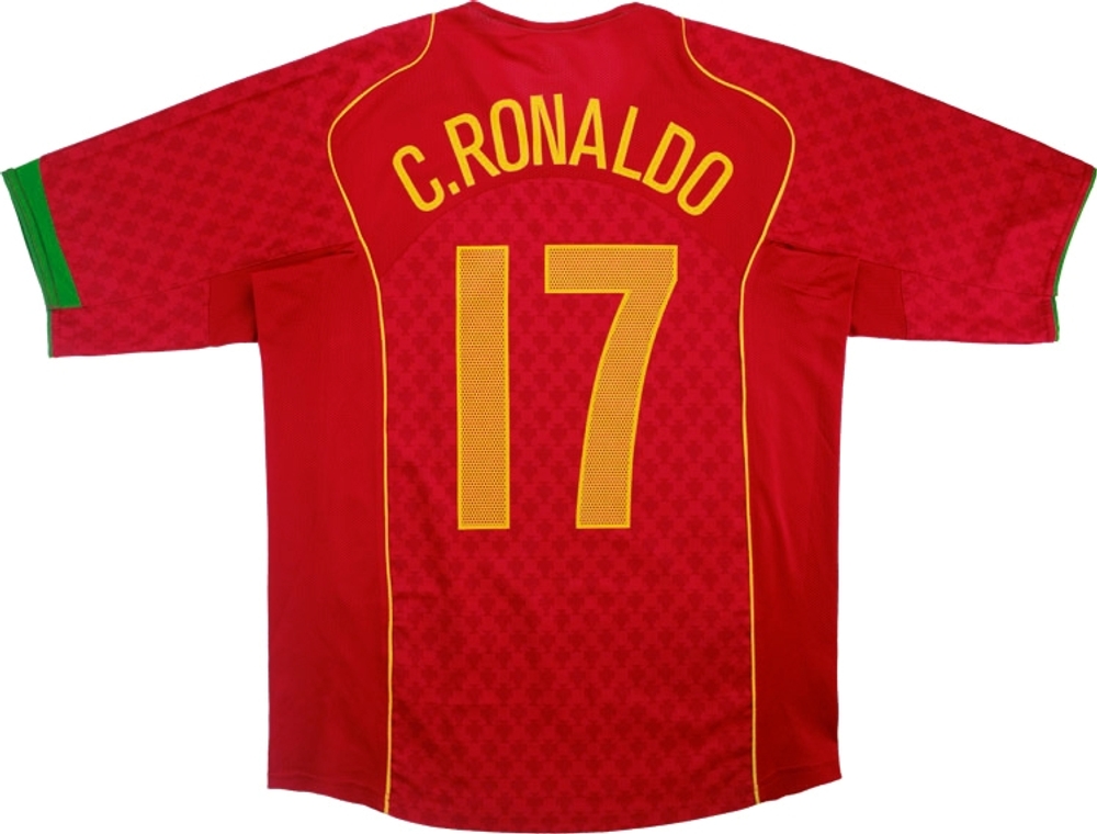 2004-06 Portugal Home Shirt C.Ronaldo #17 (Excellent) S-Portugal Names & Numbers Legends Current Stars Cristiano Ronaldo