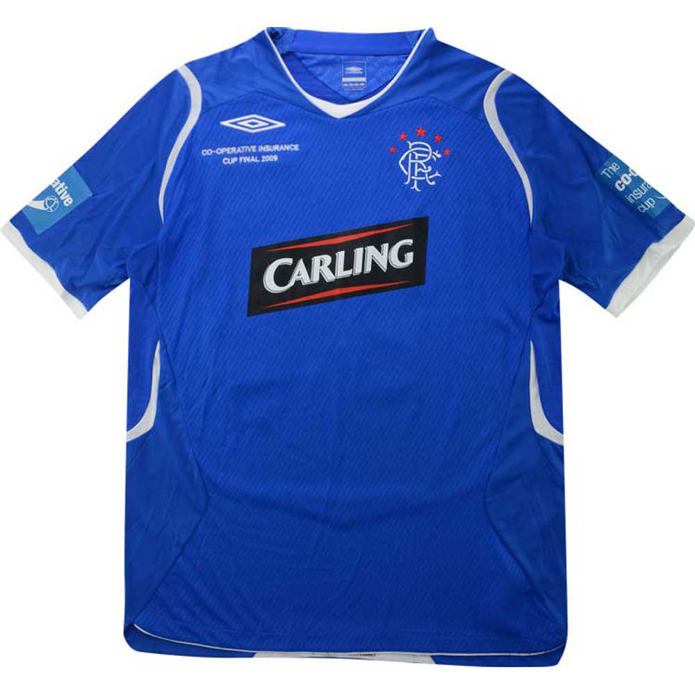 2009 Rangers Match Issue League Cup Final Home Shirt Bougherra #24 (v Celtic)