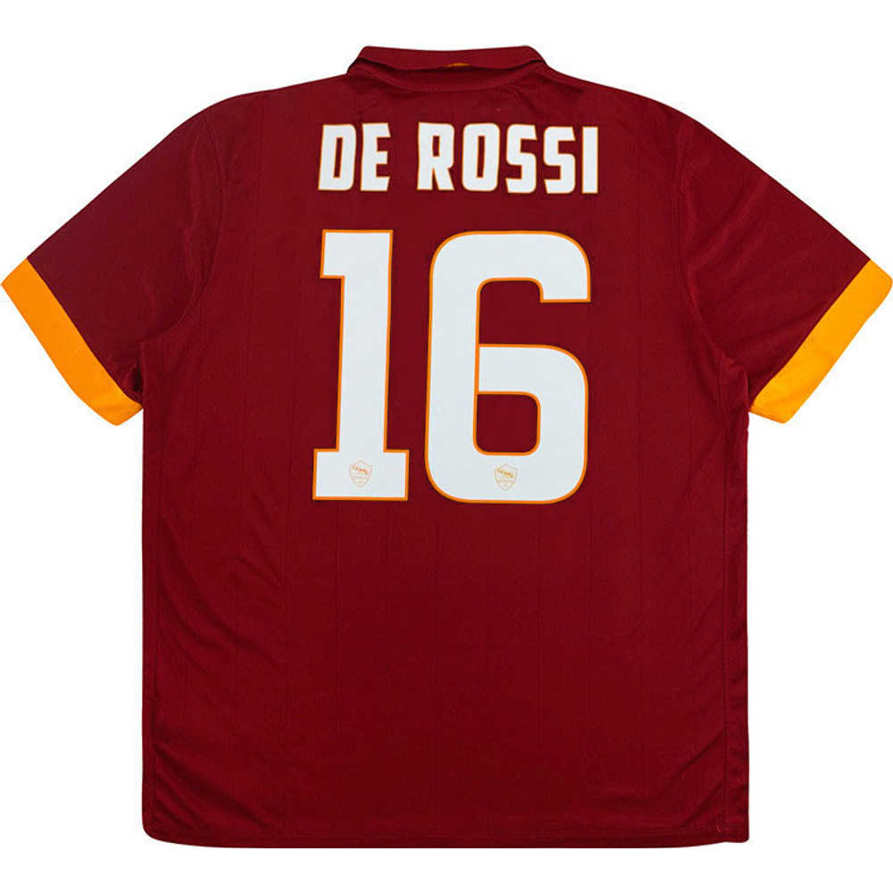 2014-15 Roma Home Shirt De Rossi #16 (Excellent) M