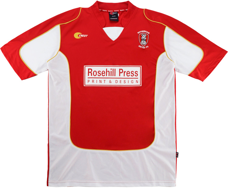 Rotherham United Home football shirt 2006 - 2007. Sponsored by Rosehill 