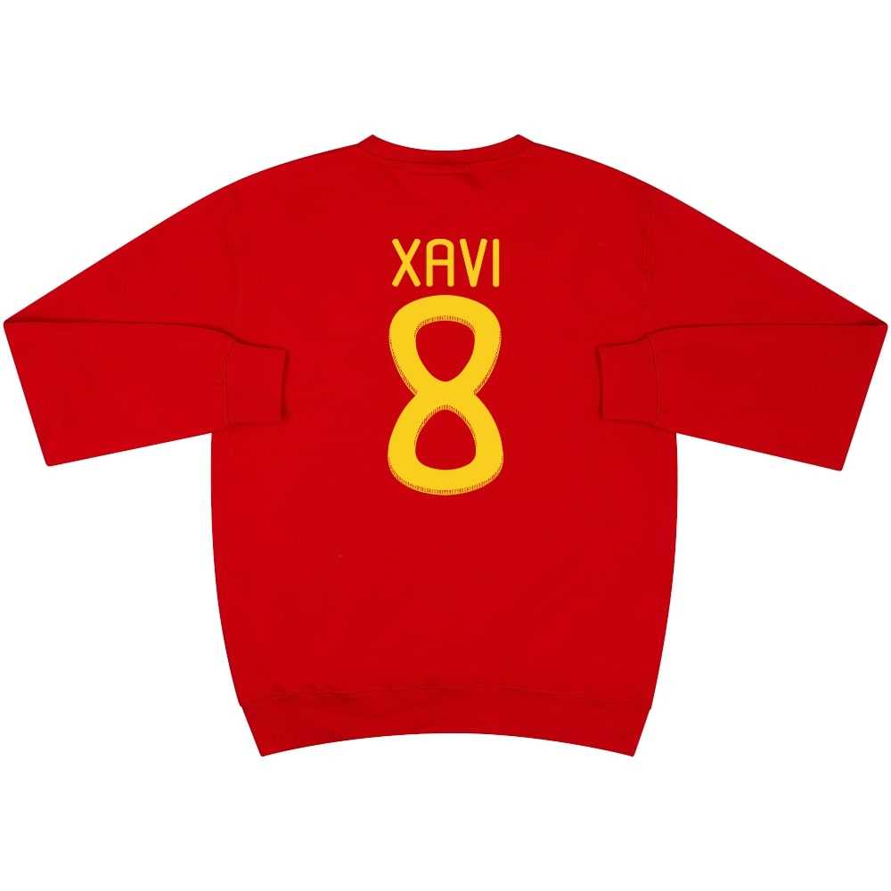 Xavi #8 2010 Spain Red Graphic Sweat Top