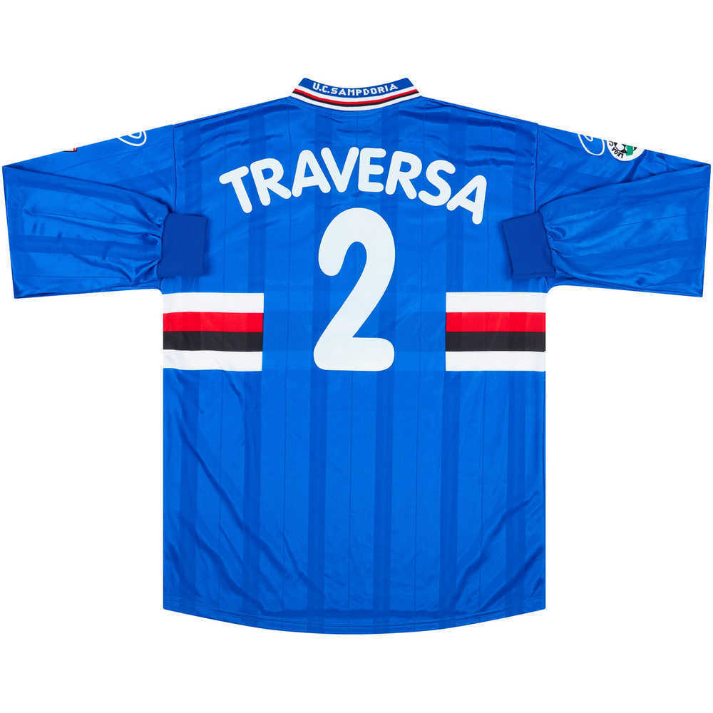 2000-01 Sampdoria Match Issue Home L/S Shirt Traversa #2