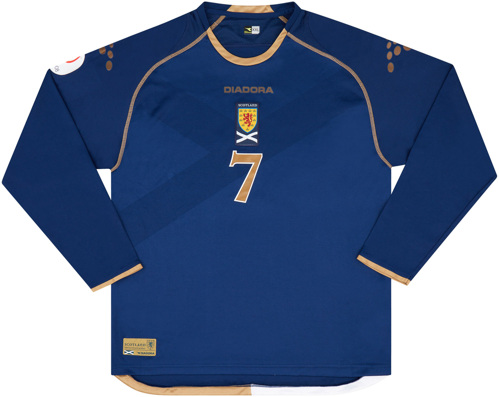 2007-08 Scotland Match Issue Home L/S Shirt #7 (Fletcher)