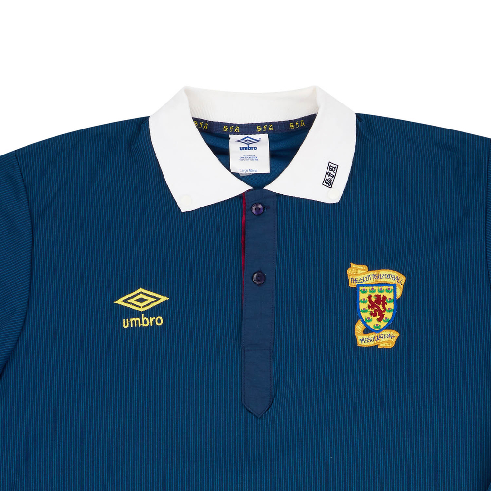 1988-91 Scotland U-21 Match Issue Home L/S Shirt #4 (Wright)-Match Worn Shirts Scotland Certified Match Worn