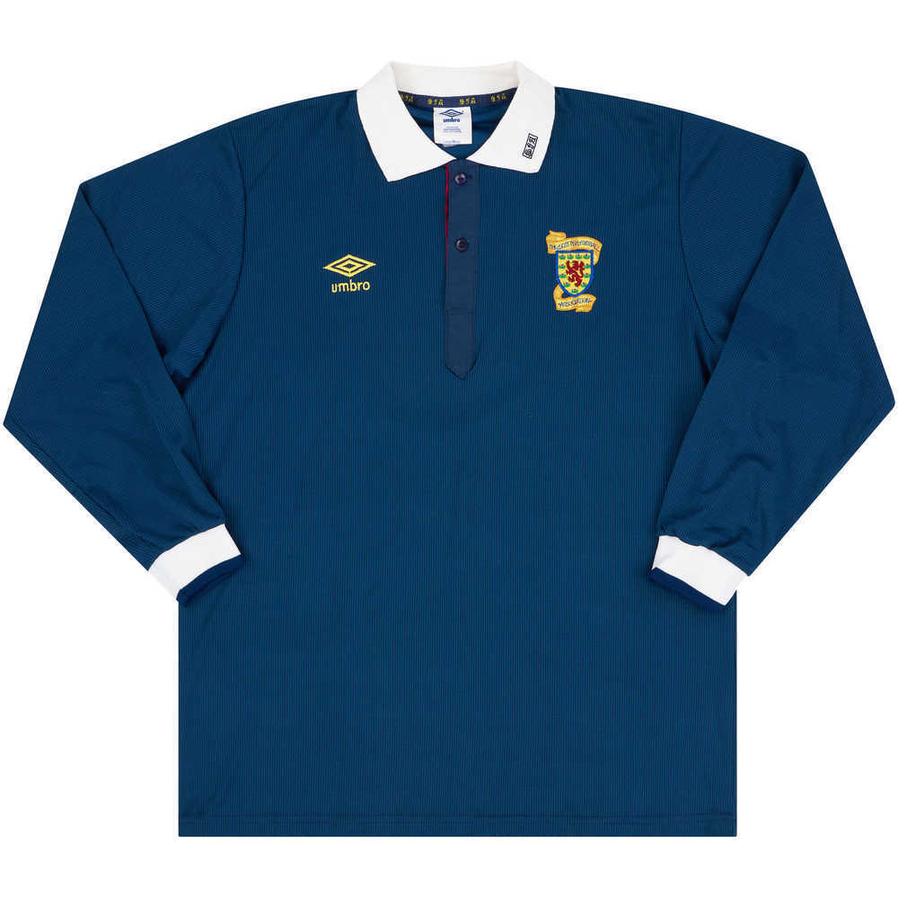 1988-91 Scotland U-21 Match Issue Home L/S Shirt #4 (Wright)