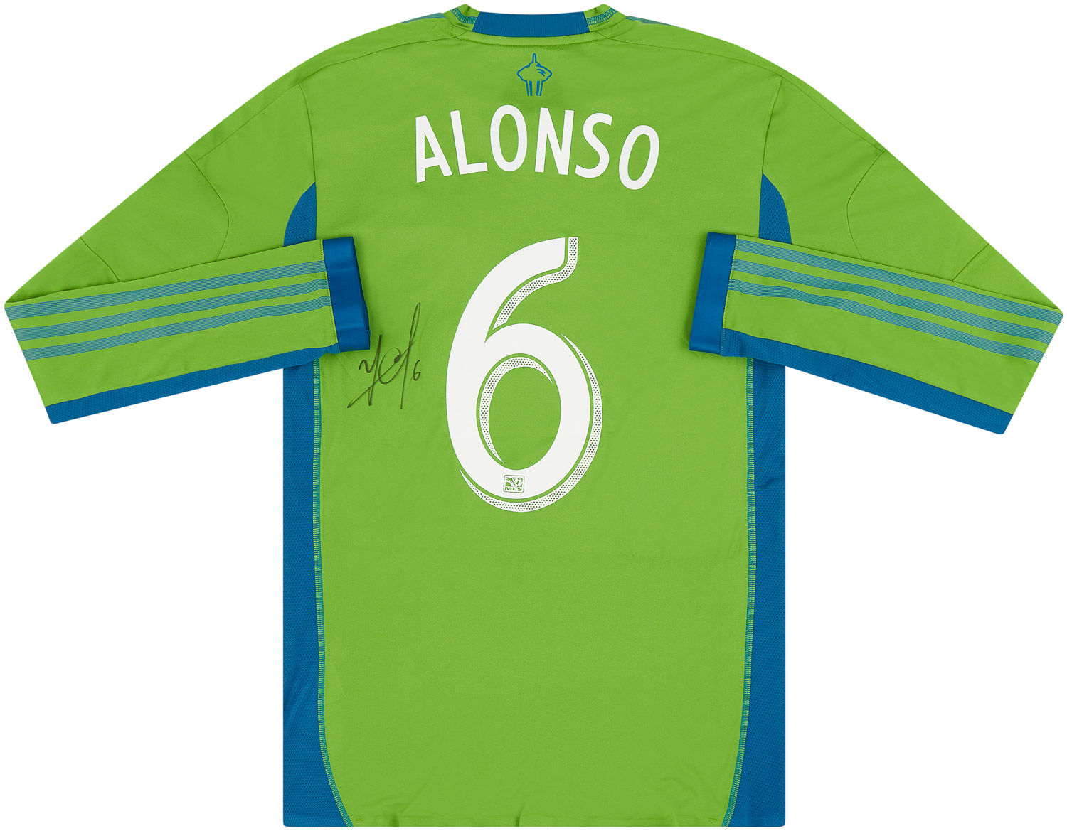 2013-14 Seattle Sounders Match Issue Signed Home Shirt Alonso #6