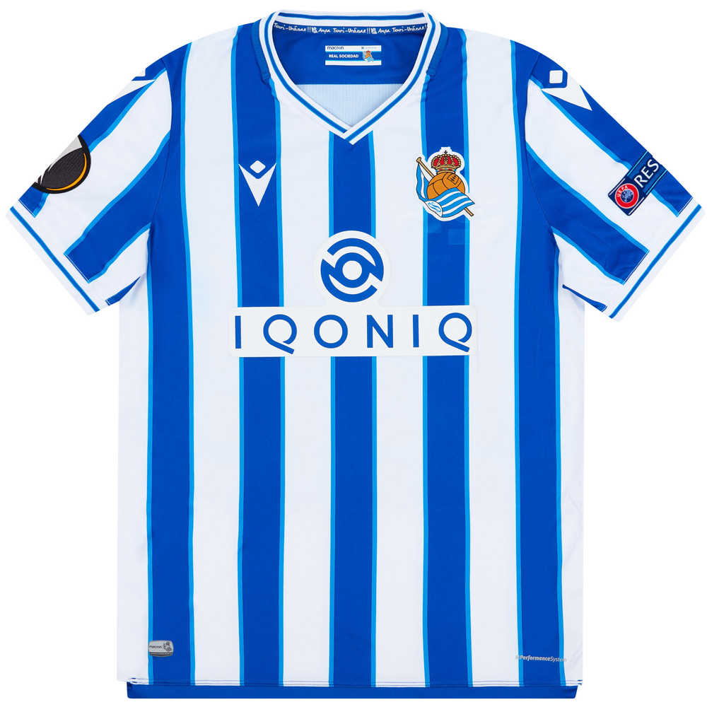 2020-21 Real Sociedad Match Issue Europa League Home Shirt López #28 (v Man Utd)